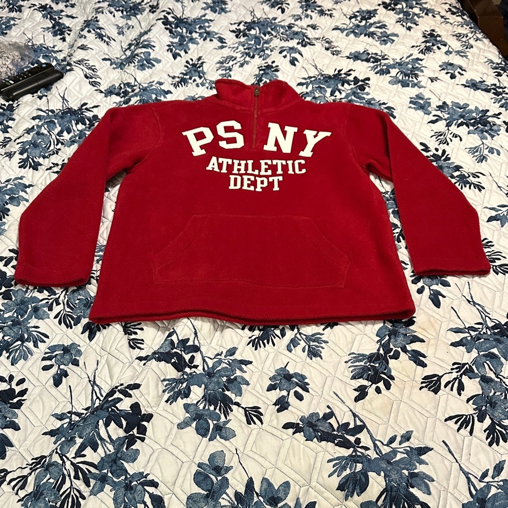 PS From Aeropostale Red and White PSNY Pullover 1/4 Zip Kids Size Medium (10)